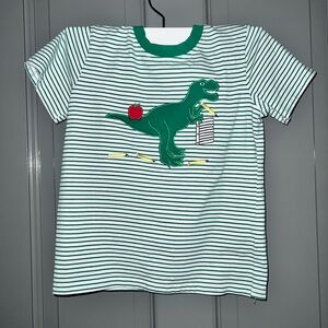 Jelly Beans Green Striped Dinosaur Shorts Set